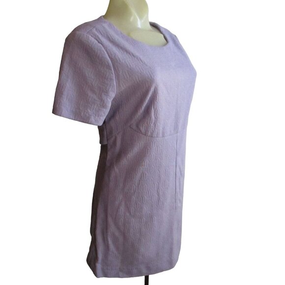 Vintage Women's Dress 8 1970's Mini Lilac Textured Stretch Knit Mod Handmade Med - Picture 2 of 8